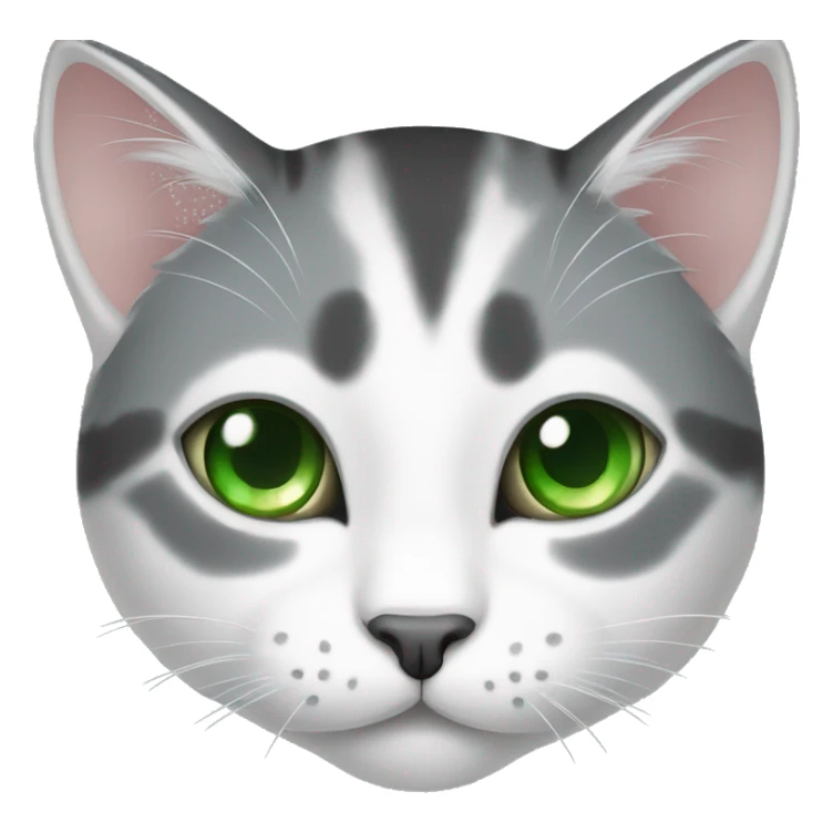 White and gray cat with green eyes sticker