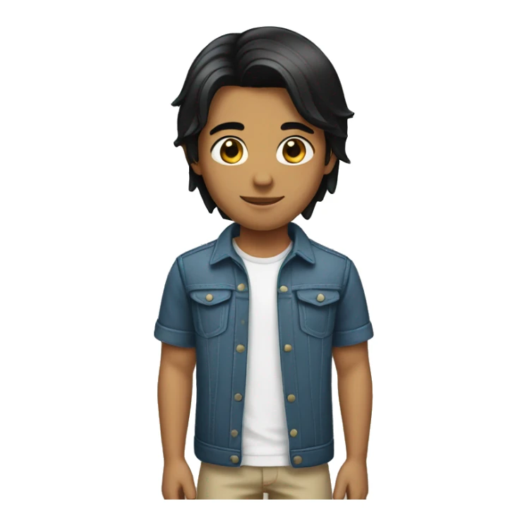 boy with middle lenght black straight hair sticker