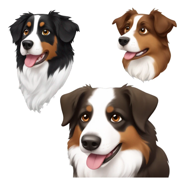 australian shepherd black and white and another one brown and white  sticker