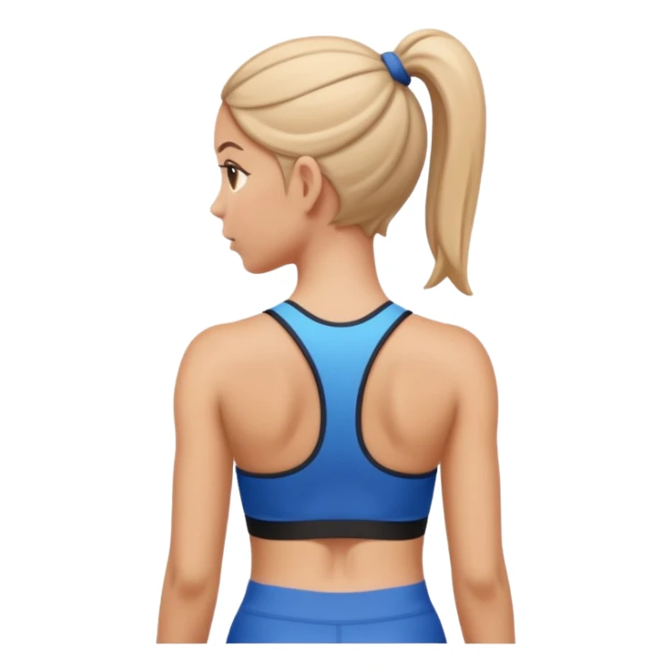 sporty woman cartoon emoji style back view sticker