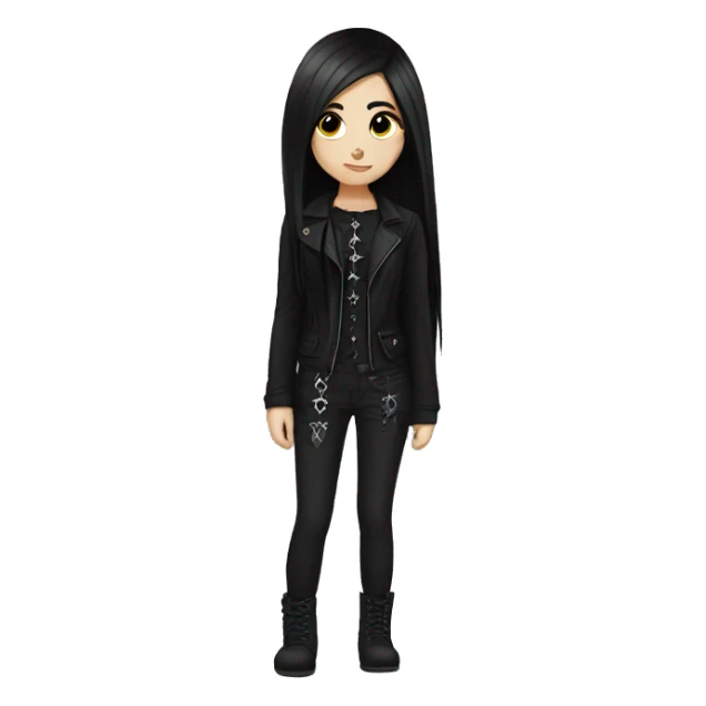 Goth girl emoji long black hair sticker