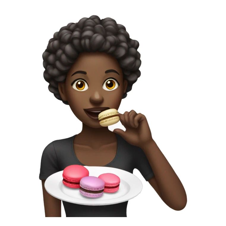 black girl eating macaron sticker