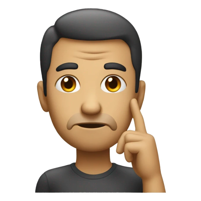 raised eyebrow emoji with hand on face pondering an idea sticker