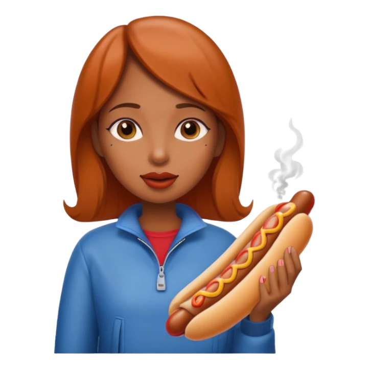 Brown girl smoking a hotdog   sticker