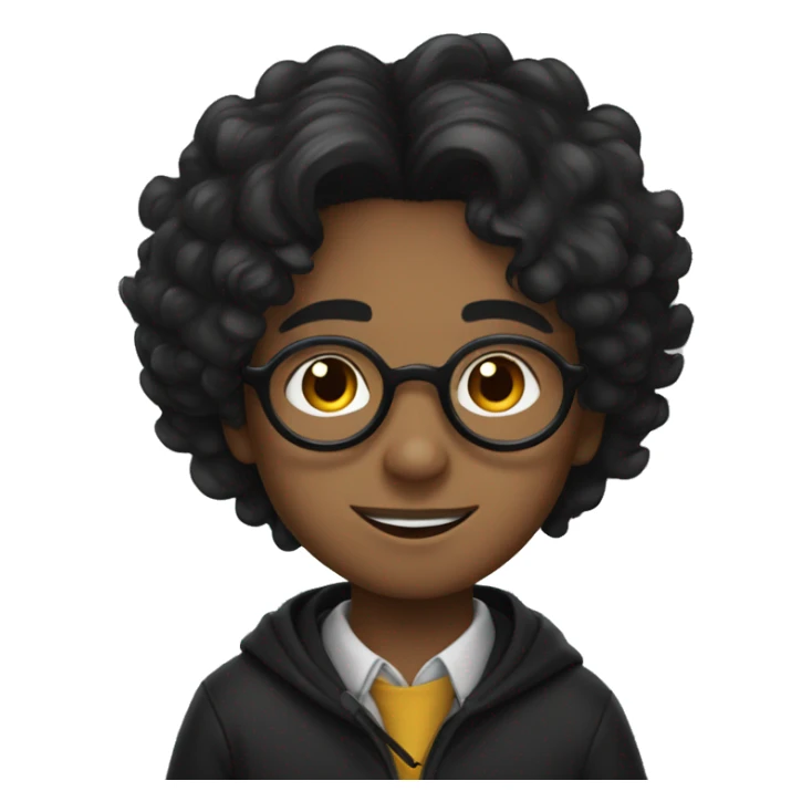 a young boy with harry potter glasses and black hair with a middle part flow sticker