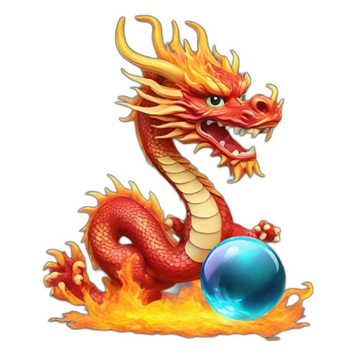Chinese dragon with flame and crystal ball sticker