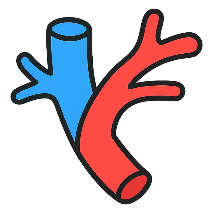 simple blue and red line blood vessel icon, minimalistic sticker