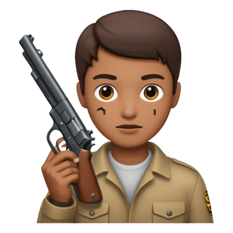 As un emoji con pistola en la mano sticker