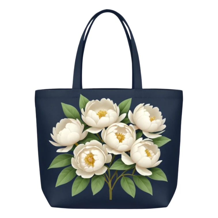 canvas tote bag filled with white peonies  sticker