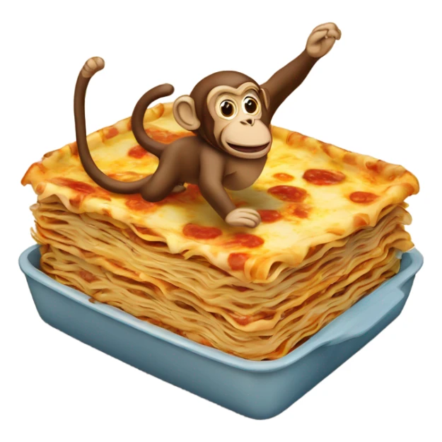 Monkey flying on top of lasagna sticker