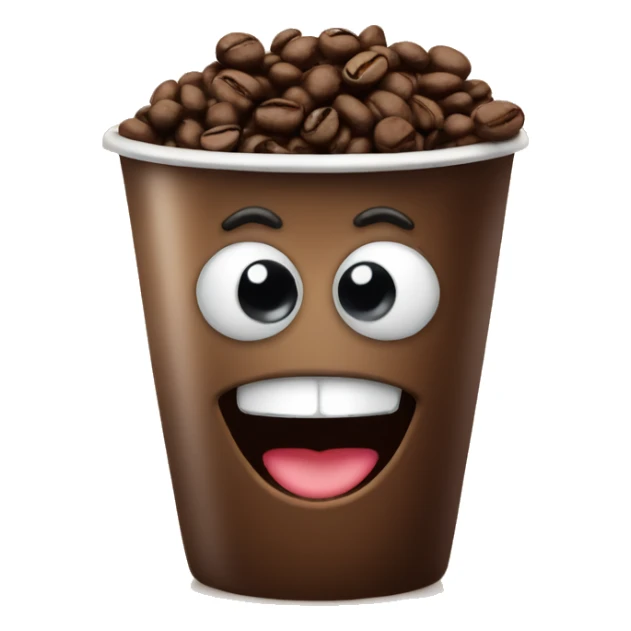 coffe beans with eyes and smile sticker