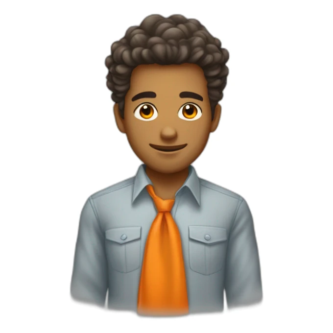 Chico de pelo liso con camisa naranja enojado sticker