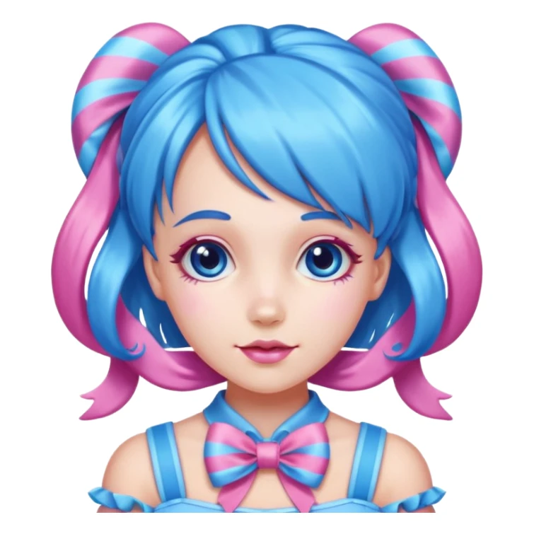 candy girl from candyland long blue pink mixed candy hair with ribbon and  sticker