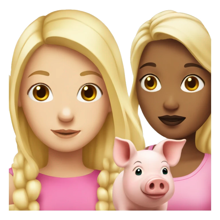 Blonde girl and a pig sticker