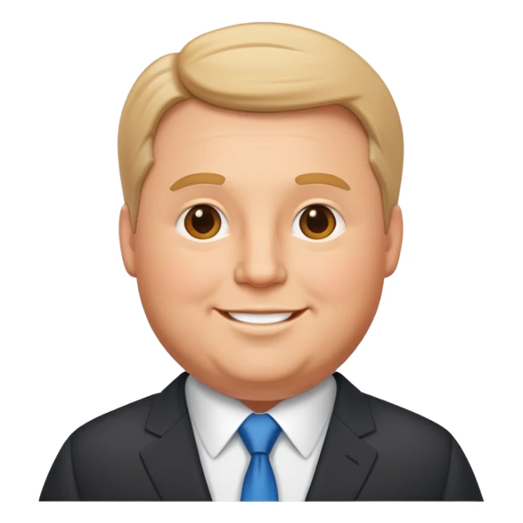 highly detailed happy plump white man in business suit, refined features, realistic proportions sticker