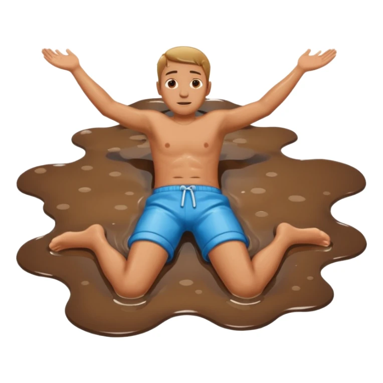 apple style emoji of a man who has fallen into a puddle, arms and legs spread out sticker