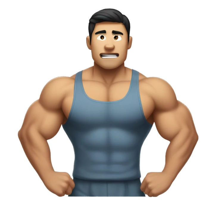 buff gym asian man full body making a 'rizz' face sticker