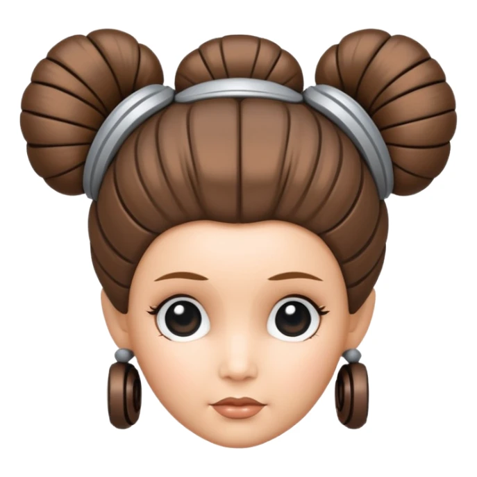 toy robot with Princess Leia's iconic hair buns sticker