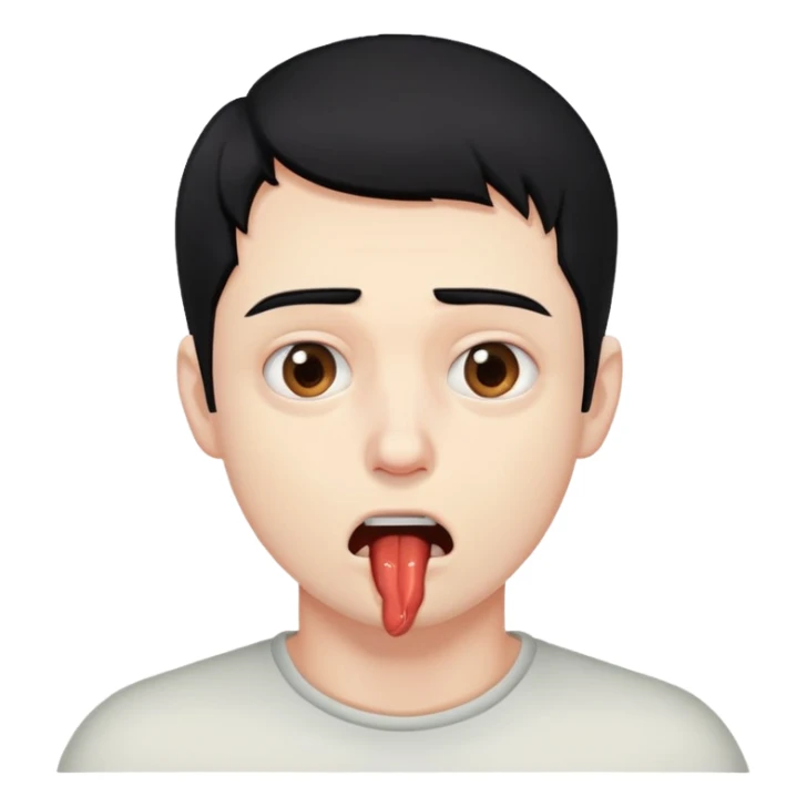 A black hair, brown eyed man choking himself sticker