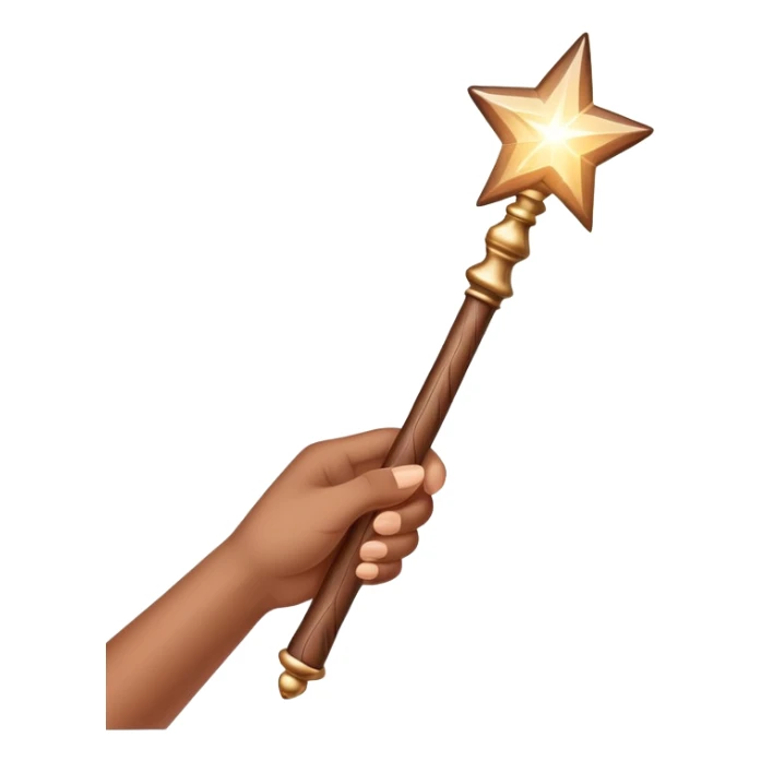 hand holding a glowing magic wand with sparkles and magical glow sticker
