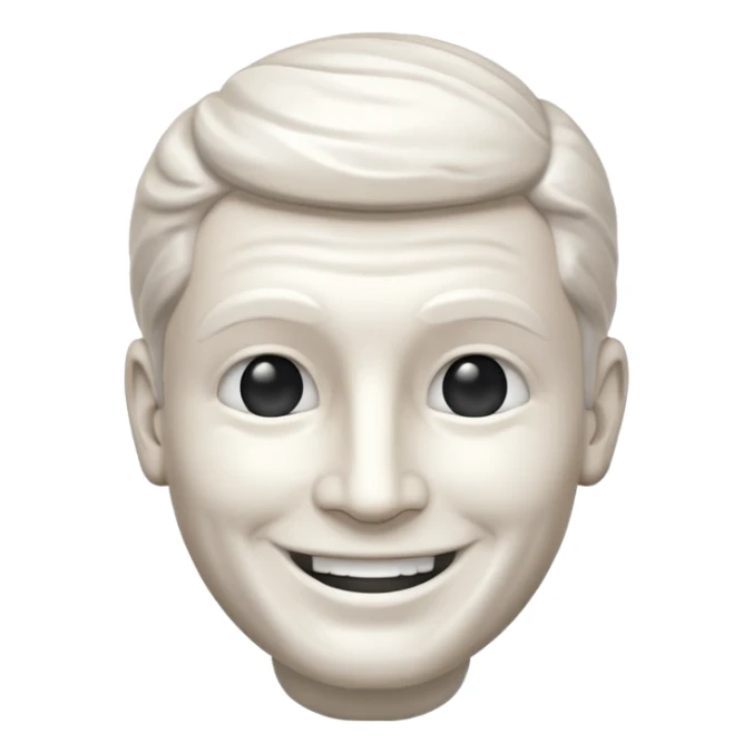 Marble style statue of man head happy full white sticker