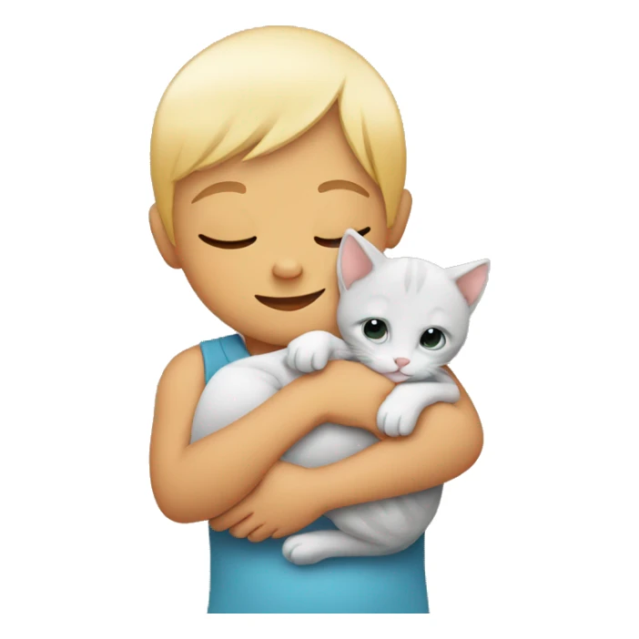 Baby human and kitten cuddling sticker