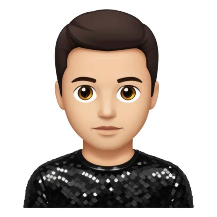 David Silveria from Korn with dark brown hair, light skin, black sequin outfit sticker