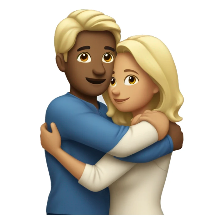 Blond man and hispanic woman hug each other sticker
