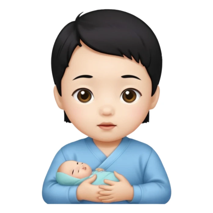 korean black hair baby infant sticker