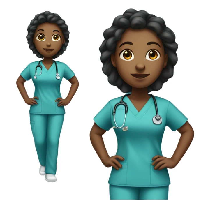 Black girl full body turned left in scrubs uniform without stethoscope  sticker