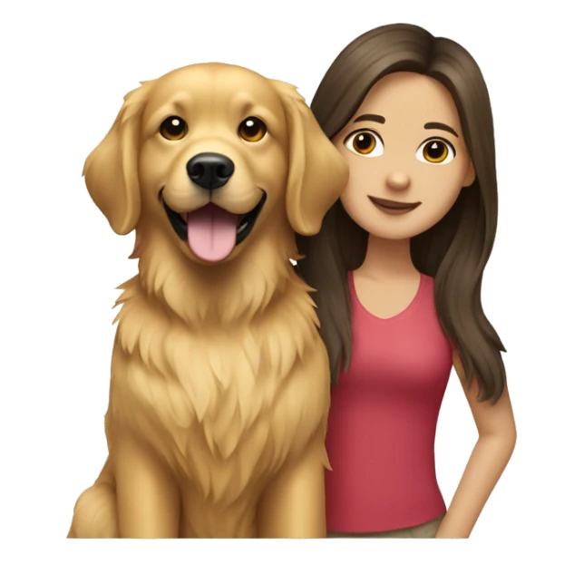 golden retriever with brunette girl  sticker