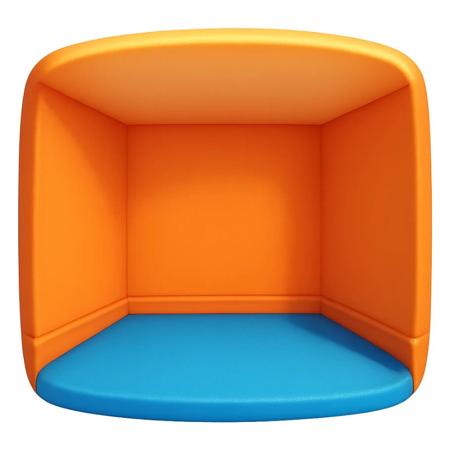 create an empty 3d cartoony room in a rounded square shape on a transparent bg sticker