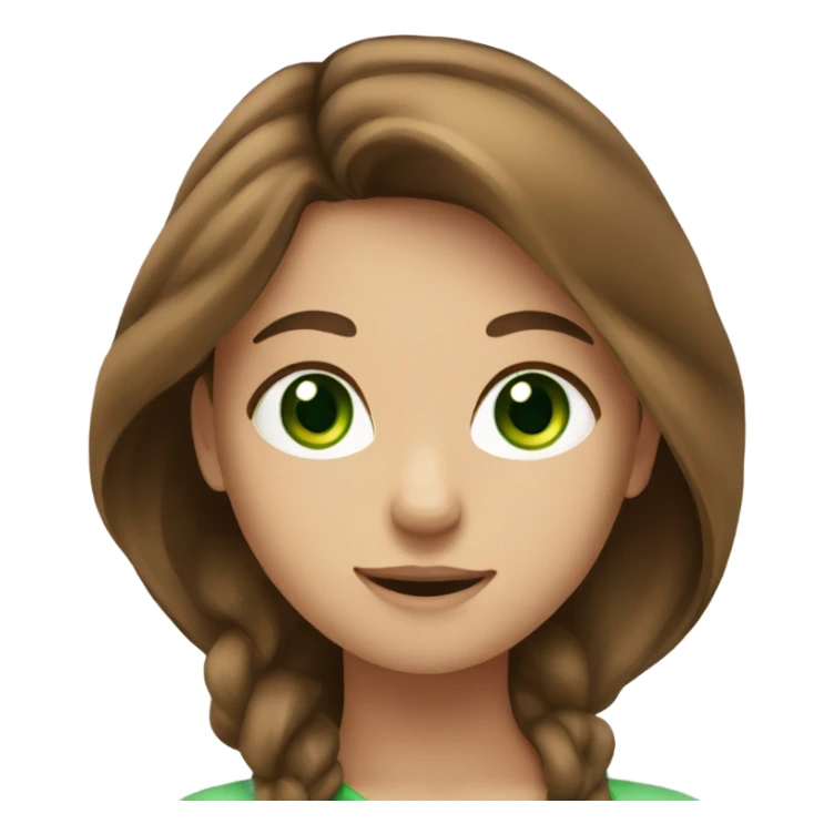 girl with long brown hair with green eyes sticker
