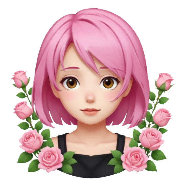 Gorgeous pastel pink anime lady roses with blushy cheeks sticker
