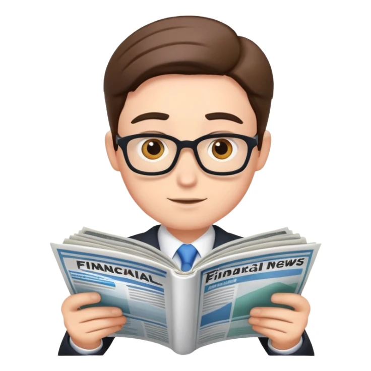 Business person reading financial news sticker