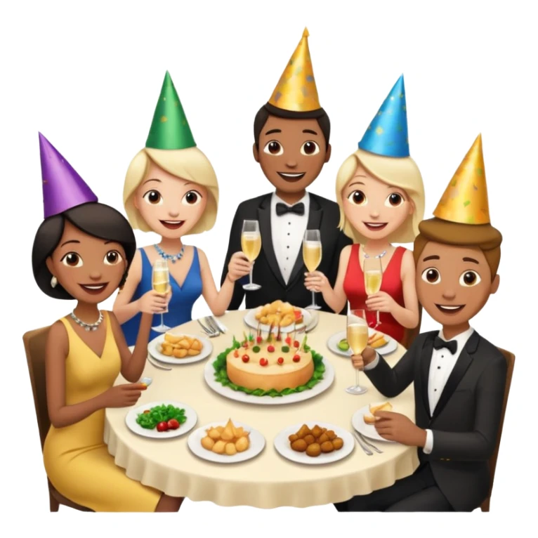 group of people talking at dinner table sticker