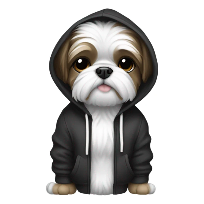 Black and white shitzu wearing hoodie sticker
