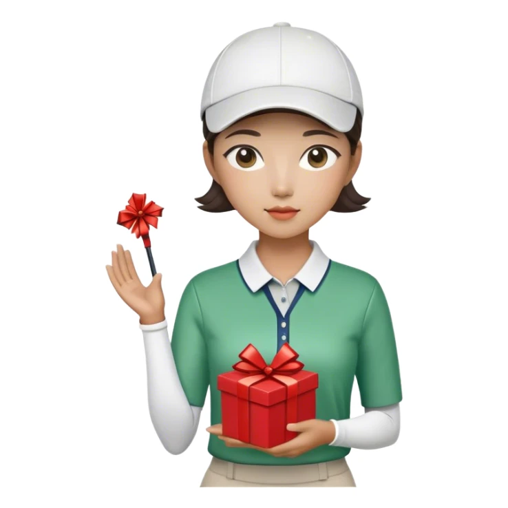 Korean Female Golf player with gift nice outfit sticker