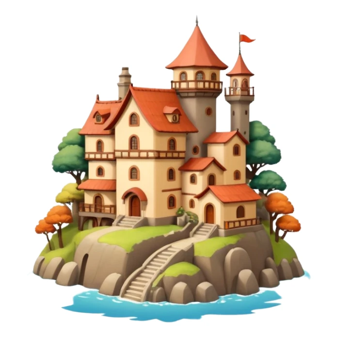 Ghibli-style little city and small home sticker