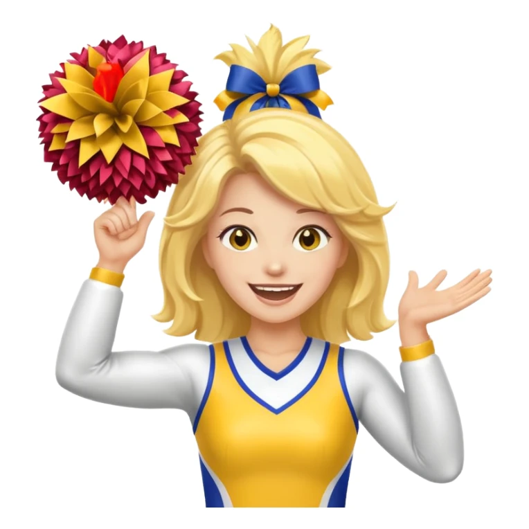 football cheerleader, hold a big cheering pom, yellow and twinkle sticker