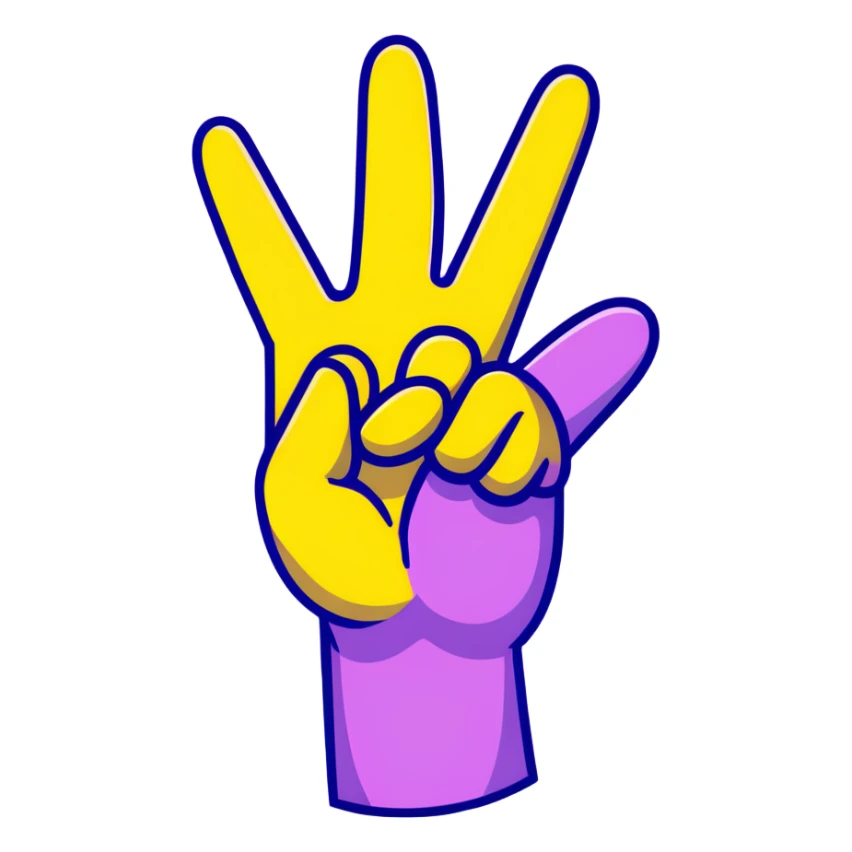 Yellow face iPhone emoji, tongue sticking out, putting up a peace sign sticker