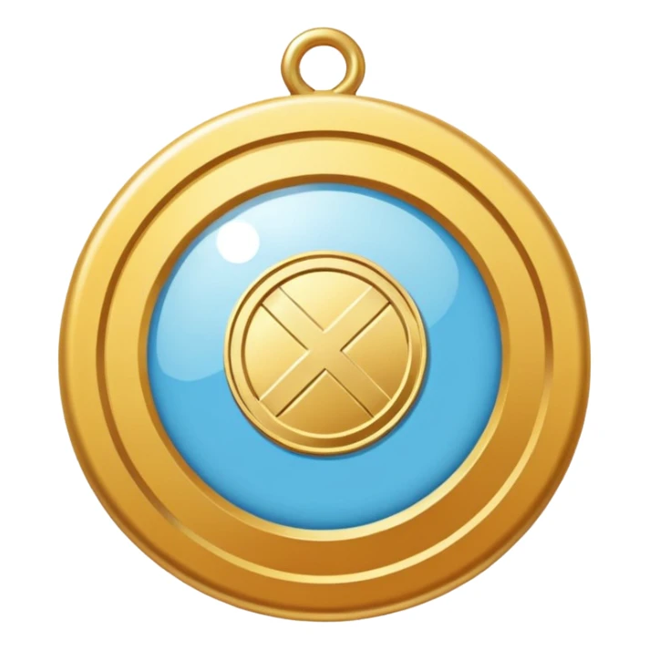 gold medal with bandage and a magnified engraved on it sticker