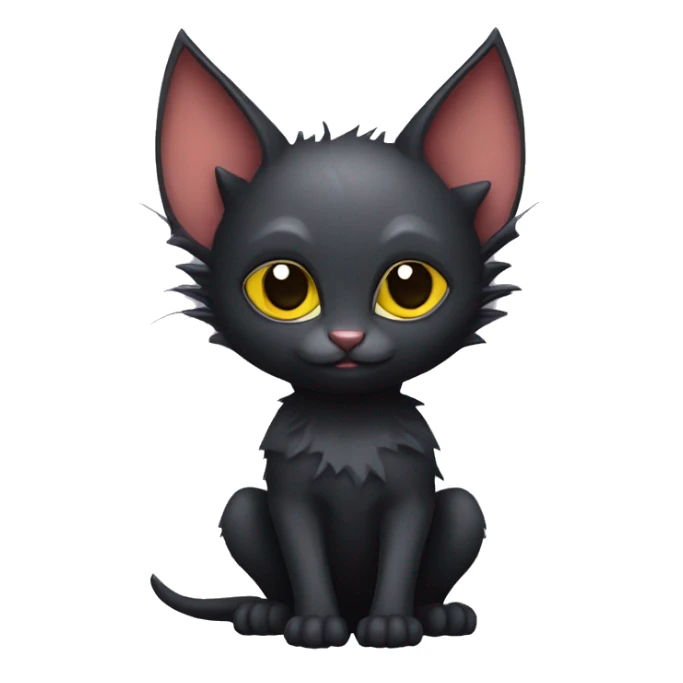 Black-Vampire-Batty-Lykoi-Cat-Fakémon-Cat With Bat-wings for ears sticker