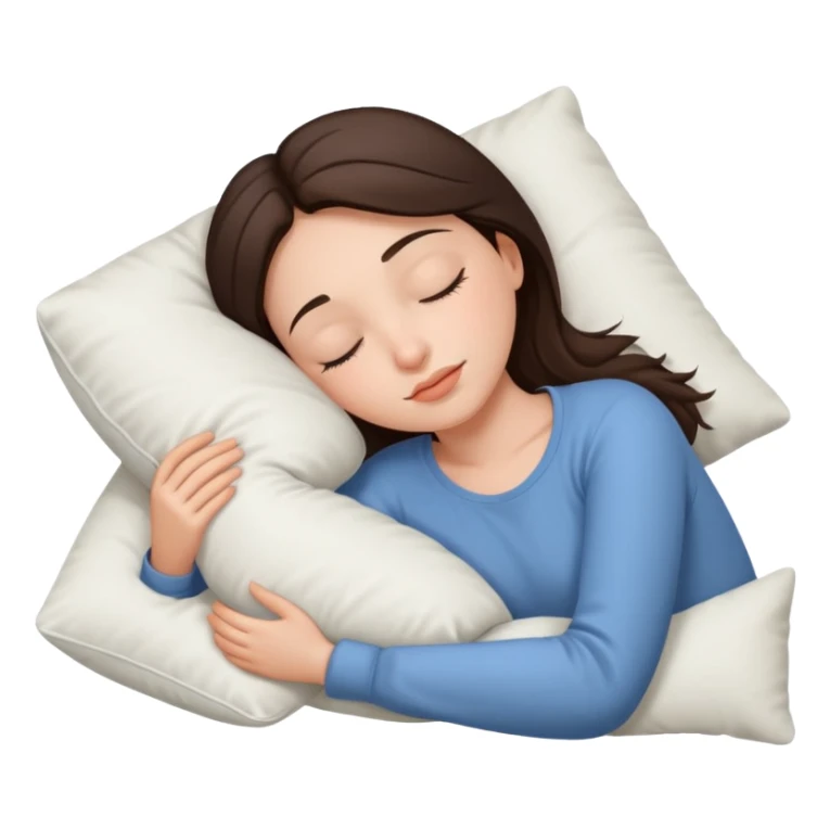 Brunette white skin girl white pillow sleeping sticker