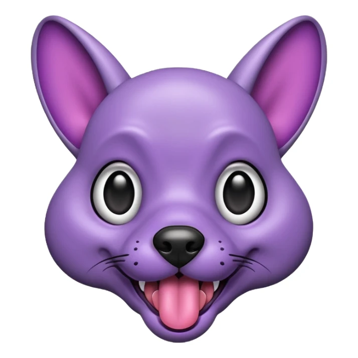 alien dog purple very big folded ear and tongue sticking out sticker