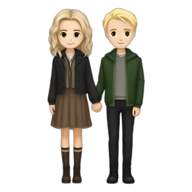 Hermione Granger and Draco Malfoy holding hands sticker