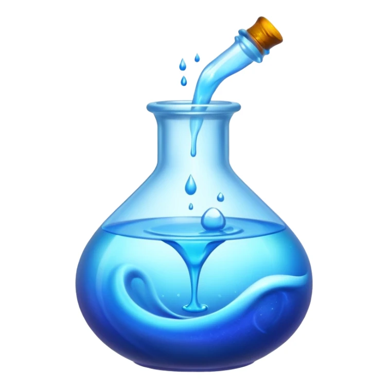 Blue potion bottle open with the liquid falling out (Upside-down with no cork and w/o handle) sticker