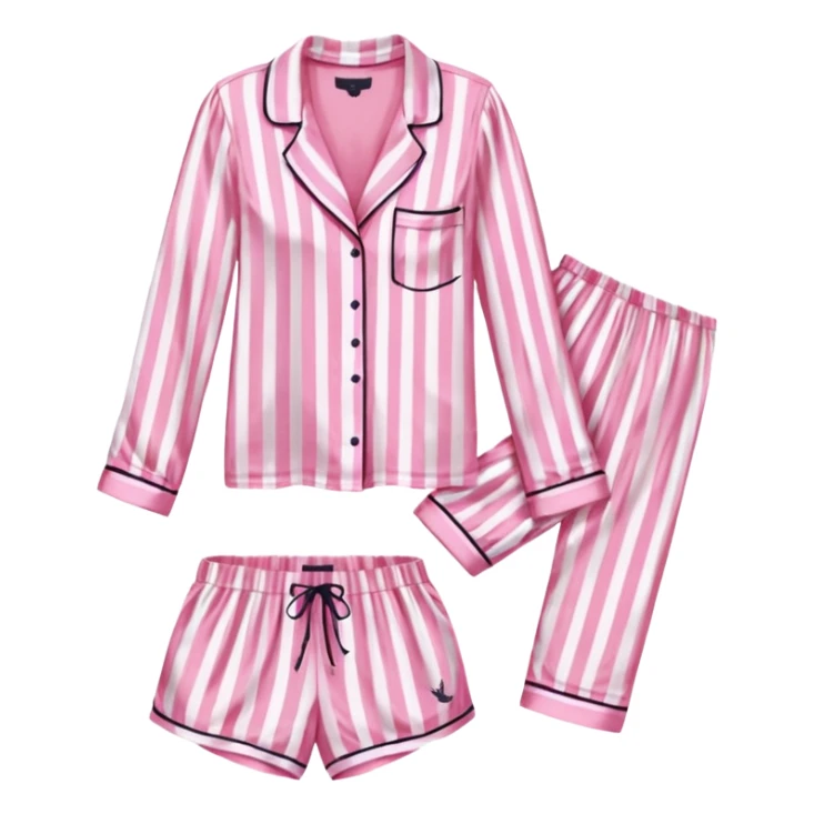 pink and white striped silk victoria’s secret pajama set sticker