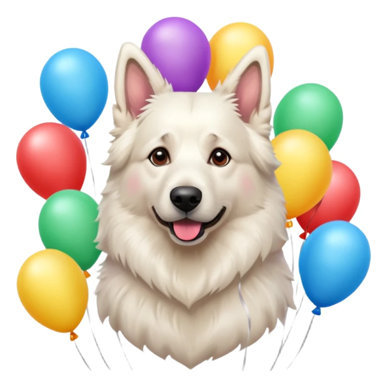 White belgian Shepard In the middle of autumn with Balloons
 sticker