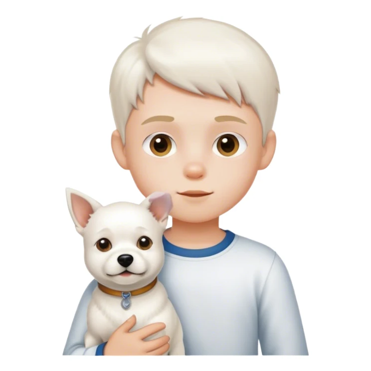little boy with white dog sticker